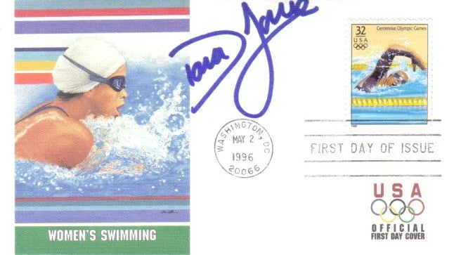 Dara Torres signed swimming 1996 US Olympic team USPS FDC - AutographsForSale.com