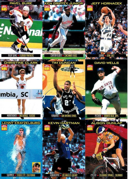 Ken Griffey Jr Pavel Bure Tim Duncan 2000 SI for Kids card sheet - AutographsForSale.com
