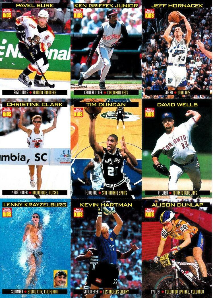 Ken Griffey Jr Pavel Bure Tim Duncan 2000 SI for Kids card sheet - AutographsForSale.com