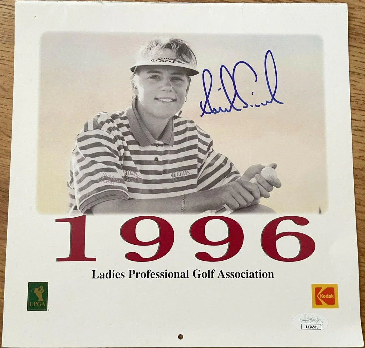 Annika Sorenstam signed 1996 LPGA golf calendar back cover full name signature JSA - AutographsForSale.com