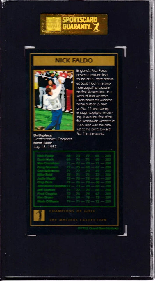 Nick Faldo 1997 Grand Slam 1989 Masters Champ golf card grade SGC 92 - AutographsForSale.com