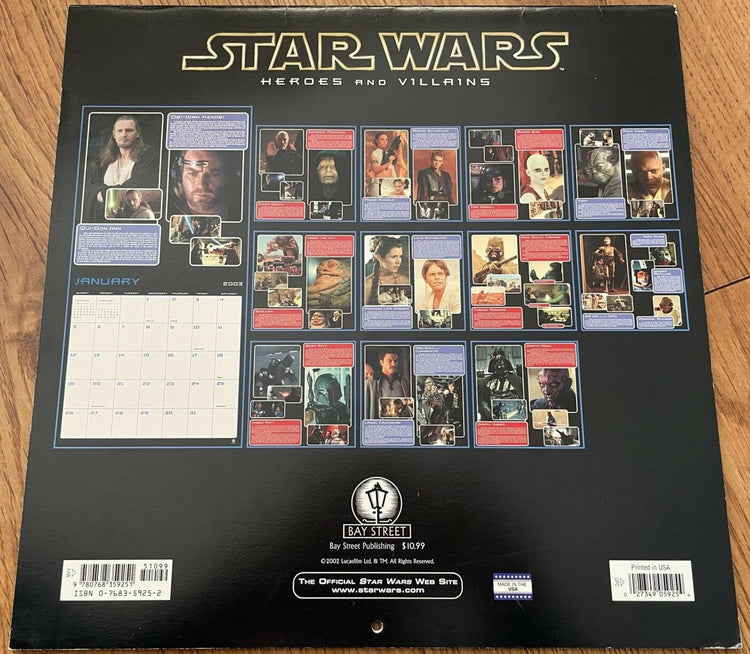 Star Wars Heroes and Villains 2003 calendar (Hayden Christensen Anakin Skywalker cover) - AutographsForSale.com