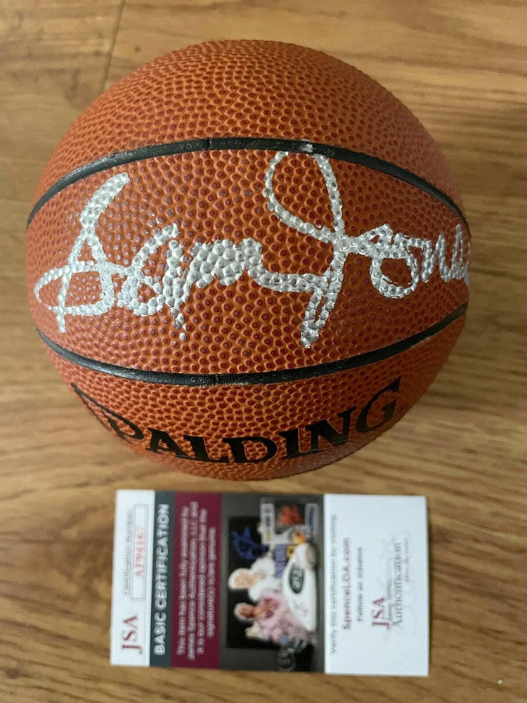 Sam Jones signed Spalding NBA mini basketball JSA Celtics - AutographsForSale.com