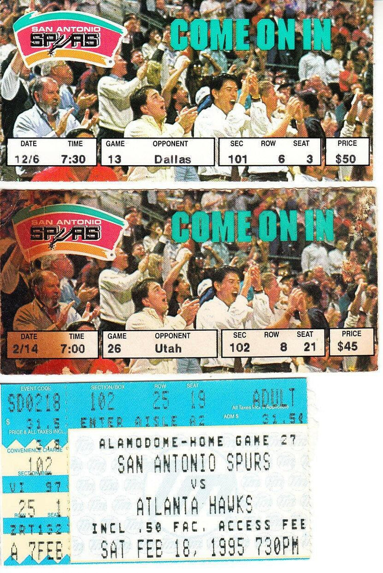 1994-95 San Antonio Spurs 3 ticket stubs (David Robinson) - AutographsForSale.com