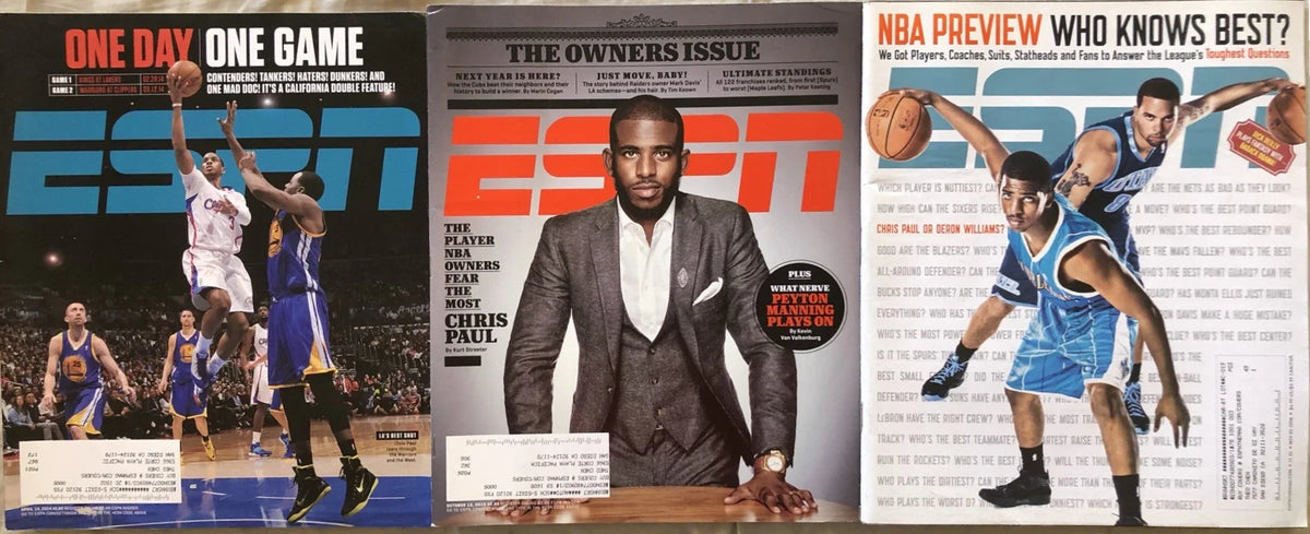 Chris Paul 3 different ESPN magazine issues 2008 2014 & 2015 Clippers - AutographsForSale.com