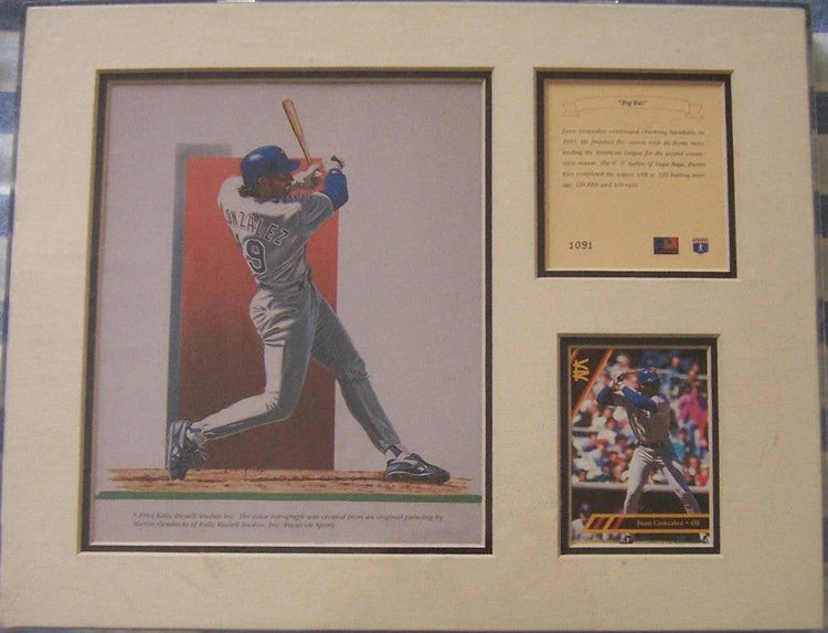 Juan Gonzalez Texas Rangers 11x14 litho in plastic display box - AutographsForSale.com