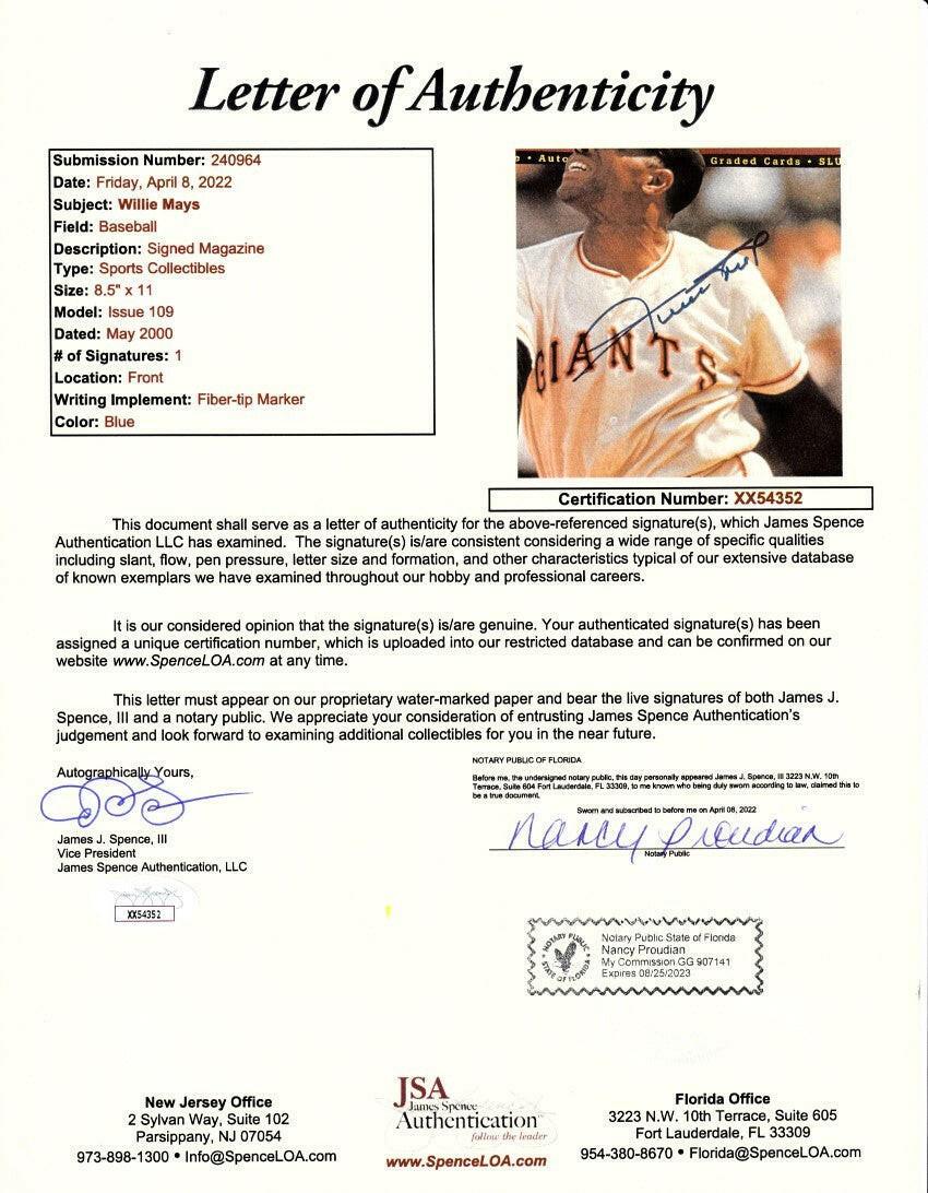 Willie Mays autographed SF Giants 2000 Beckett magazine JSA - AutographsForSale.com