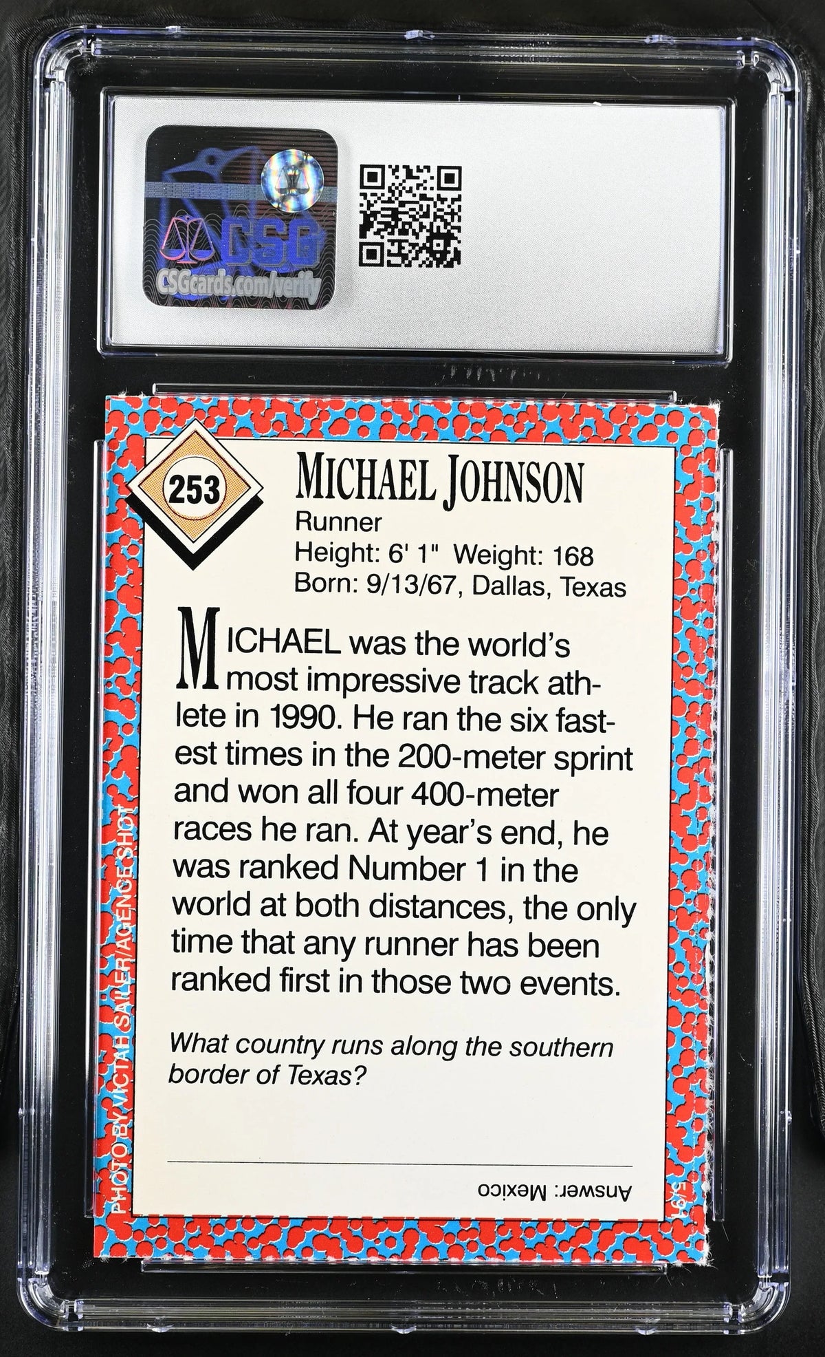 Michael Johnson 1991 Sports Illustrated for Kids Rookie Card CSG graded 8.5 - AutographsForSale.com