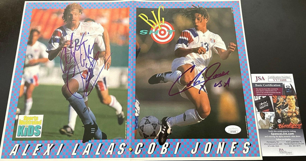 Cobi Jones & Alexi Lalas signed 1994 US Soccer SI for Kids mini poster JSA - AutographsForSale.com