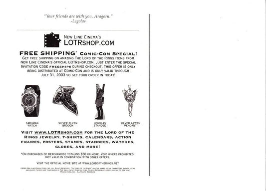 Lord of Rings Two Towers movie 2003 promo postcard (Legolas) - AutographsForSale.com