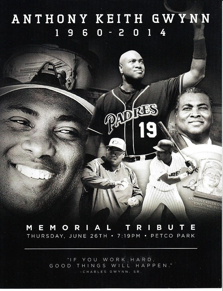 Tony Gwynn SD Padres June 26 2014 Memorial foldout program - AutographsForSale.com