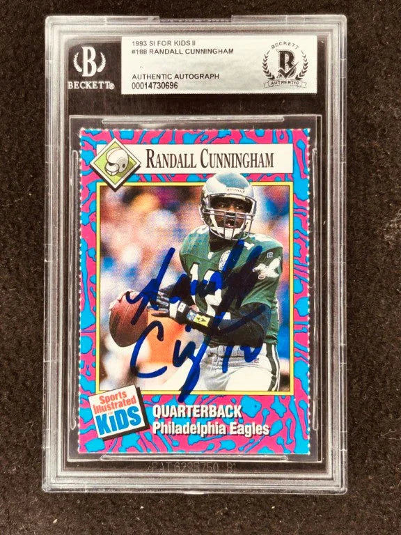 Randall Cunningham signed Philadelphia Eagles 1993 SI for Kids card BAS - AutographsForSale.com