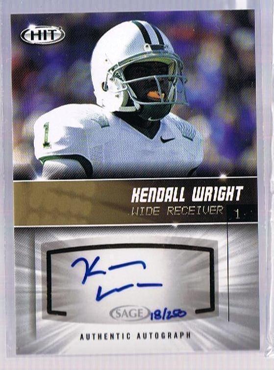 Kendall Wright certified signed Baylor Bears 2012 SAGE Hit card - AutographsForSale.com