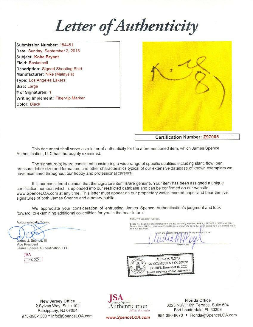 Kobe Bryant signed LA Lakers 1999 Nike Warmup jersey JSA - AutographsForSale.com