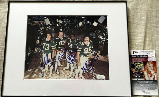 Mark Gastineau Joe Klecko Marty Lyons Abdul Salaam autographed New York Jets Sack Exchange 8x10 photo framed JSA - AutographsForSale.com