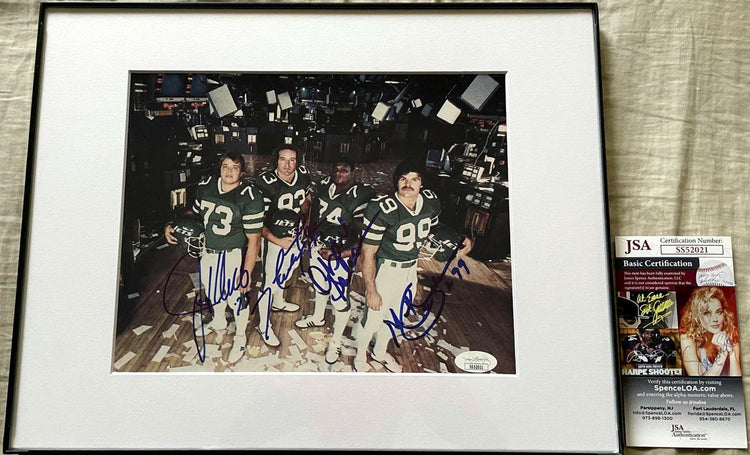 Mark Gastineau Joe Klecko Marty Lyons Abdul Salaam signed NY Jets Sack Exchange 8x10 photo framed JSA - AutographsForSale.com