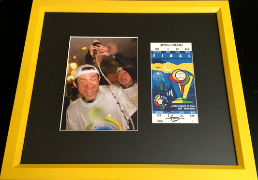 Ichiro Suzuki signed 2006 World Baseball Classic Final ticket framed Japan celebration photo JSA - AutographsForSale.com