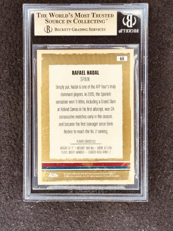 Rafael Nadal 2006 ACE Authentic Heroes & Legends card BGS 9.5 GEM MINT - AutographsForSale.com