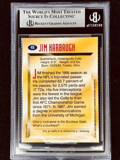 Jim Harbaugh signed Indianapolis Colts 1996 SI for Kids card BAS certified - AutographsForSale.com