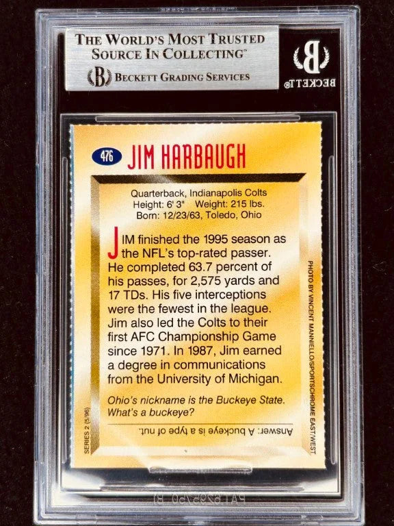 Jim Harbaugh signed Indianapolis Colts 1996 SI for Kids card BAS certified - AutographsForSale.com