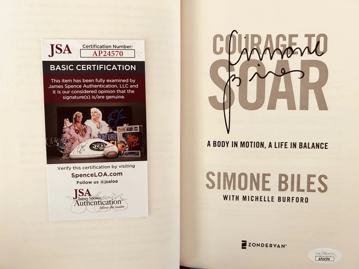 Simone Biles autographed Courage to Soar hardcover book JSA - AutographsForSale.com