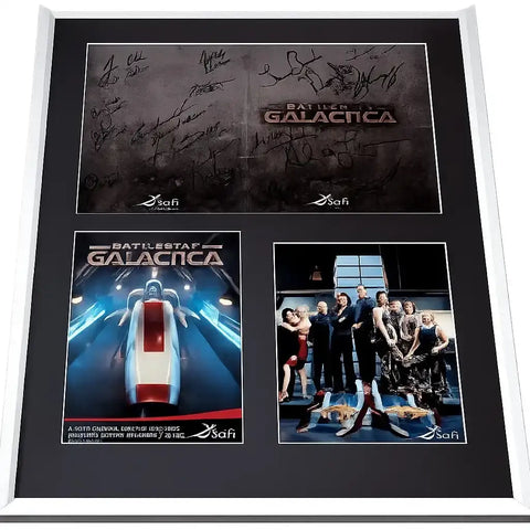 Battlestar Galactica FULL CAST & Glen Larson signed folder framed JSA - AutographsForSale.com