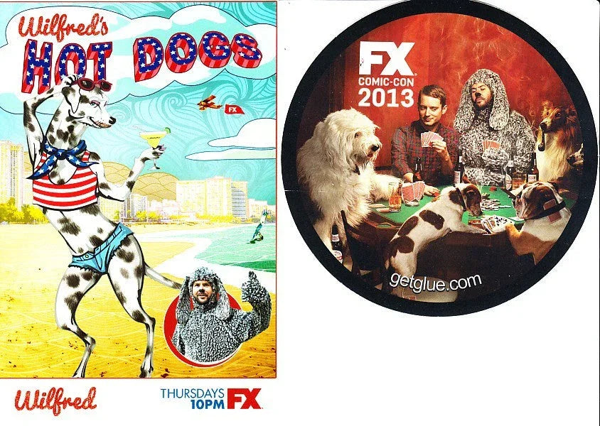 Wilfred 2013 SDCC promo 4x6 card & sticker (Elijah Wood) - AutographsForSale.com