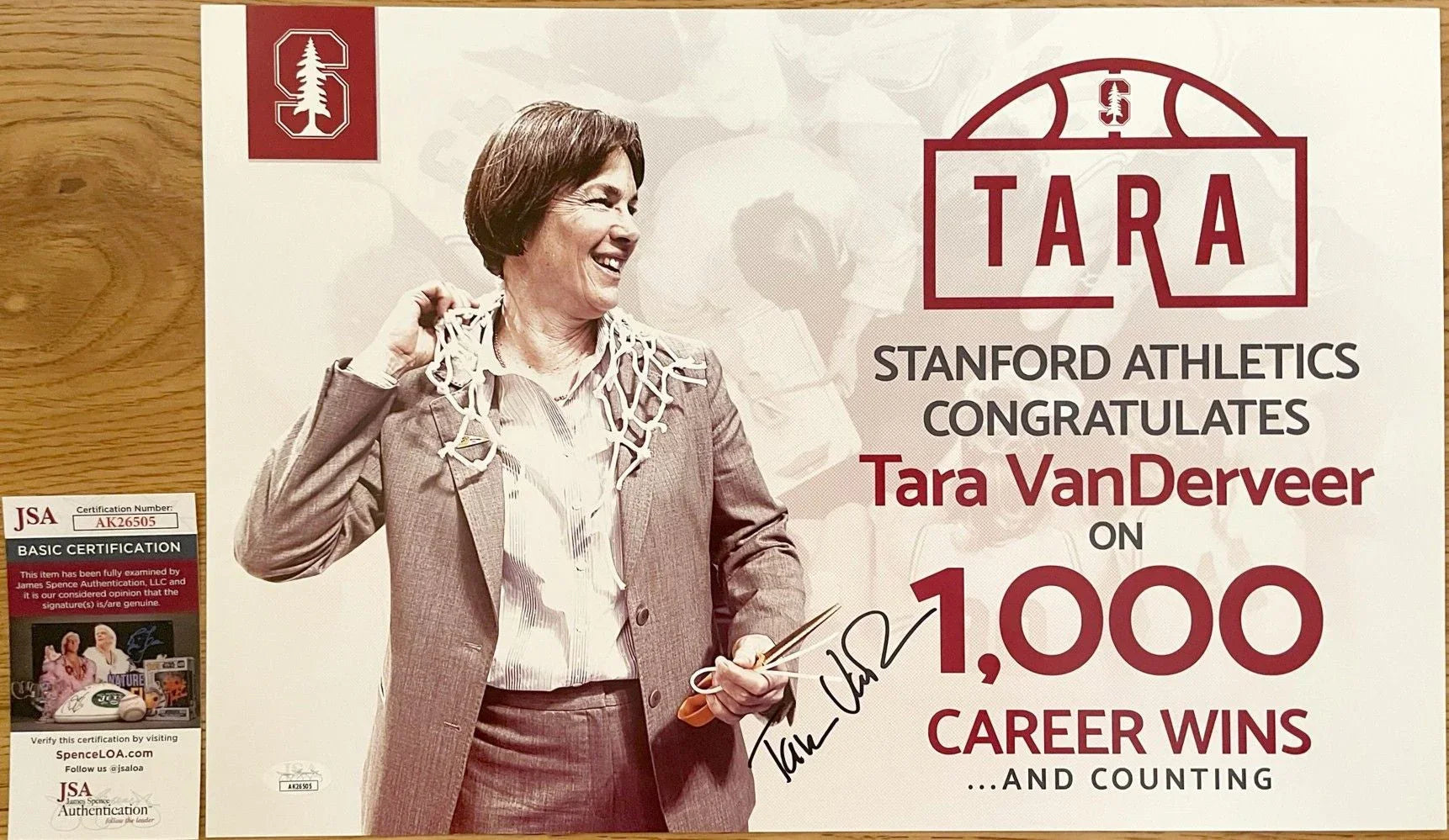 Tara VanDerveer autographed Stanford Cardinal women’s basketball 1000 Career Wins poster JSA - AutographsForSale.com