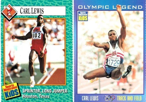 Carl Lewis 1989 SI for Kids RC & 2000 Olympic Legends card - AutographsForSale.com