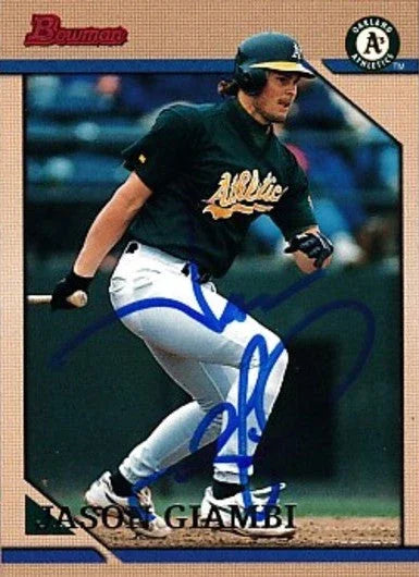 Jason Giambi autographed Oakland A’s 1996 Bowman card - AutographsForSale.com
