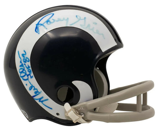 Deacon Jones Lamar Lundy Merlin Olsen Rosey Grier Fearsome Foursome signed Rams mini helmet BAS certified - AutographsForSale.com