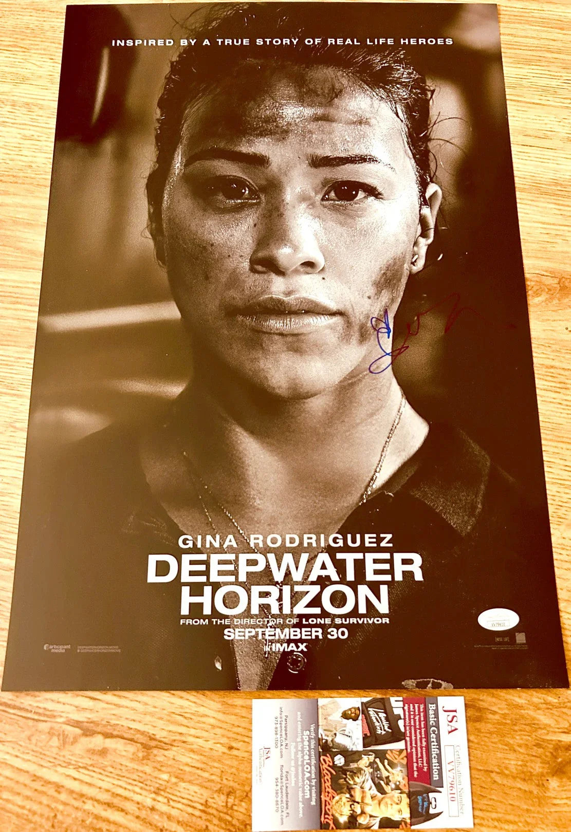 Gina Rodriguez signed Deepwater Horizon mini poster JSA - AutographsForSale.com