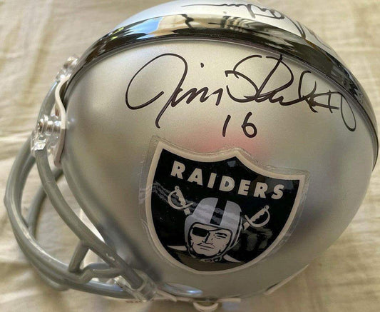 Jim Plunkett And Rod Martin autographed Oakland Raiders mini helmet JSA - AutographsForSale.com