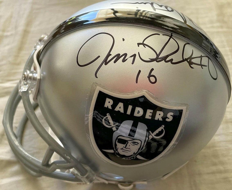 Jim Plunkett And Rod Martin autographed Oakland Raiders mini helmet JSA - AutographsForSale.com