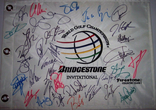 2009 World Golf Championships Bridgestone autographed golf flag Dustin Johnson Rory McIlroy Padraig Harrington - AutographsForSale.com