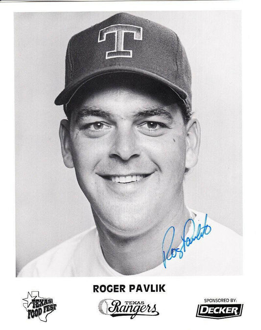 Roger Pavlik signed Texas Rangers 8x10 promotional photo - AutographsForSale.com