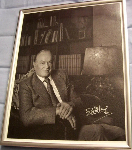 Bob Hope autographed vintage 11x14 black and white photo framed - AutographsForSale.com