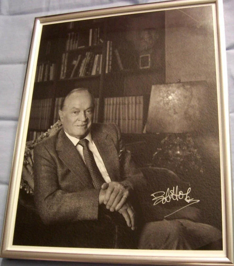 Bob Hope autographed vintage 11x14 black and white photo framed - AutographsForSale.com