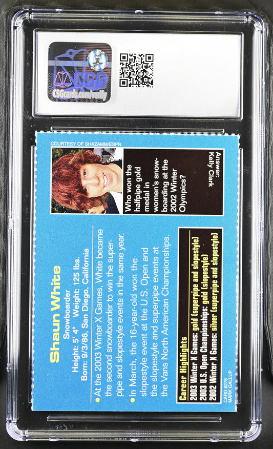 Shaun White 2003 Sports Illustrated for Kids snowboarding Rookie Card CSG graded 8 - AutographsForSale.com