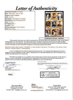 Autographed 1996 SI for Kids card sheet Barry Sanders Troy Aikman Mia Hamm Mario Lemieux Cal Ripken David Robinson JSA - AutographsForSale.com