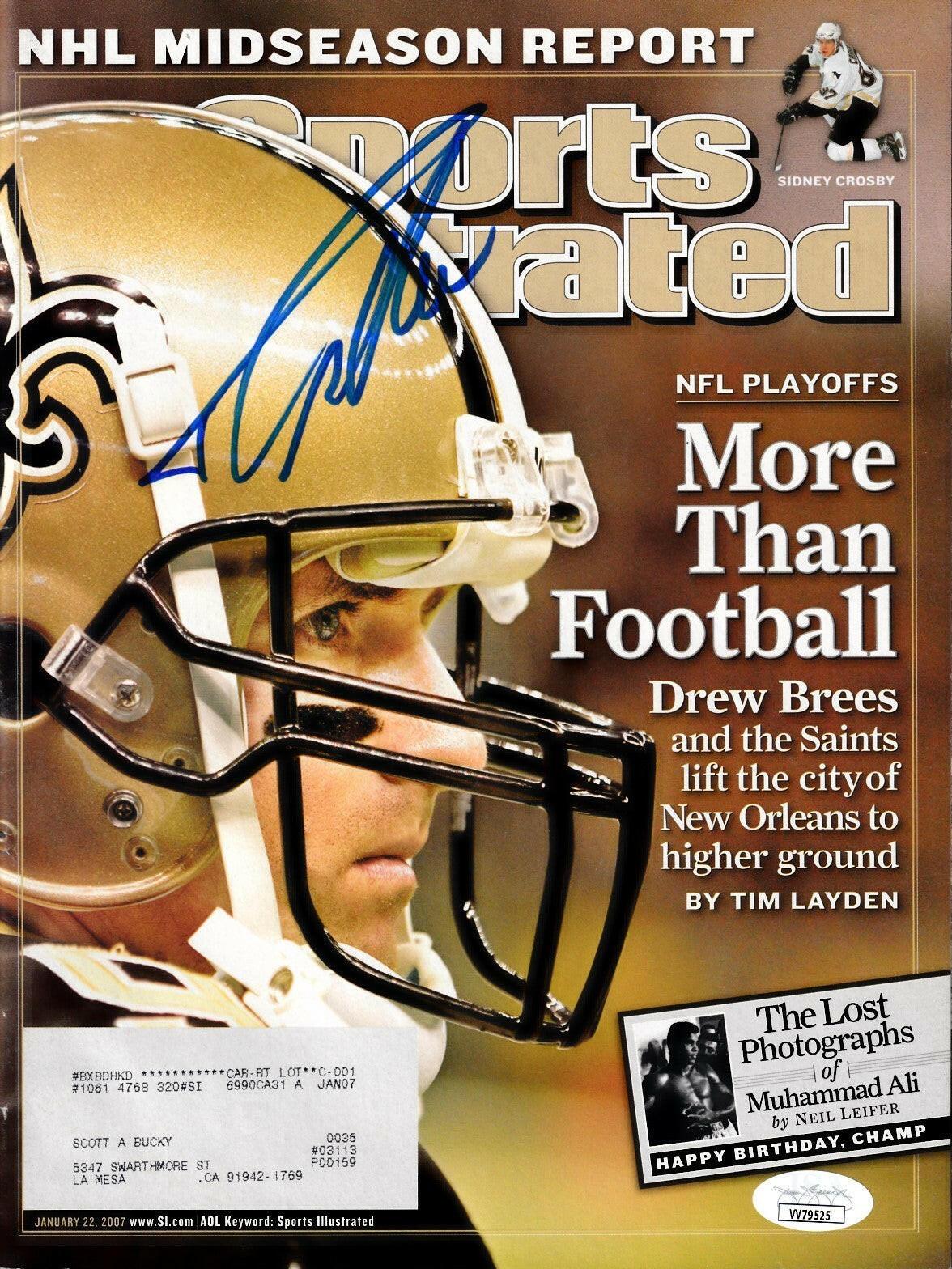 Drew Brees autographed New Orleans Saints 2007 Sports Illustrated magazine JSA - AutographsForSale.com