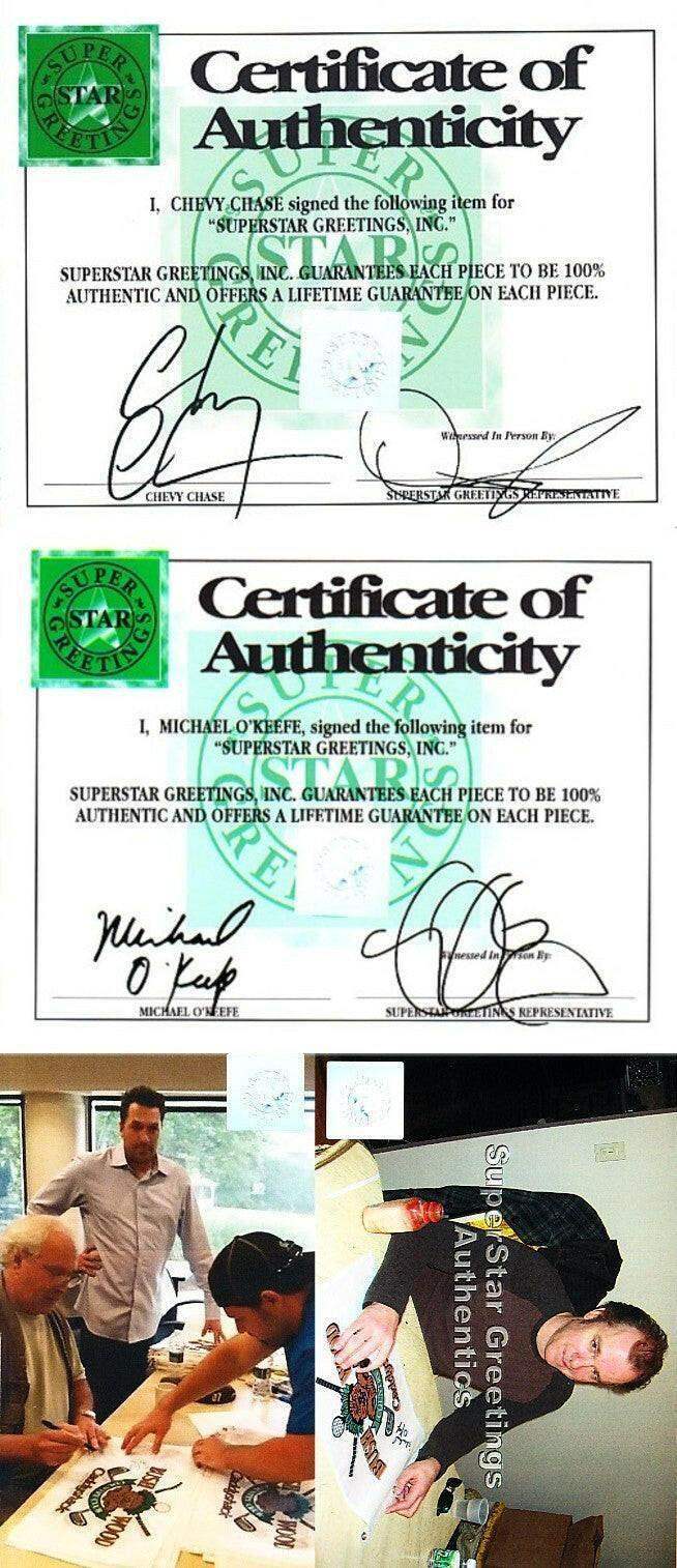 Chevy Chase Michael O'Keefe signed Caddyshack Bushwood Country Club golf flag - AutographsForSale.com