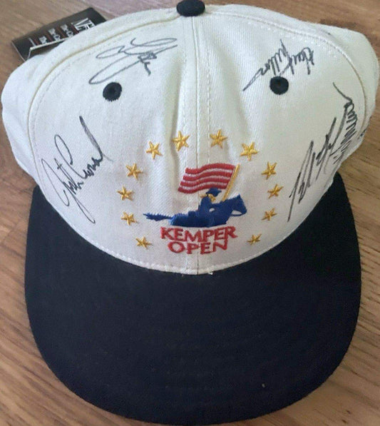 Lee Janzen Justin Leonard Mark O'Meara Hal Sutton signed Kemper Open golf cap JSA - AutographsForSale.com