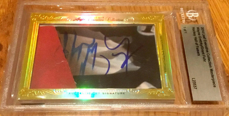 Wayne Gretzky and Grant Fuhr 2014 Leaf Masterpiece Cut Signature certified autograph card 1/1 Edmonton Oilers - AutographsForSale.com