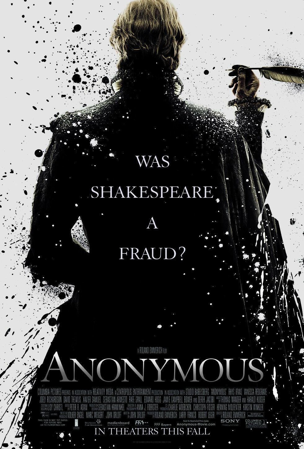 Anonymous 2011 mini movie poster - AutographsForSale.com