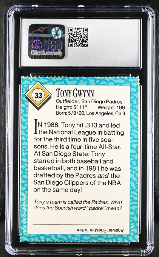Tony Gwynn San Diego Padres 1989 Sports Illustrated for Kids card CSG graded 8 NrMt-Mt - AutographsForSale.com