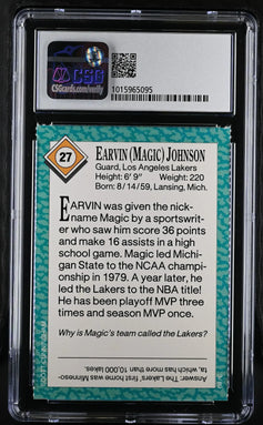 Magic Johnson Los Angeles Lakers 1989 Sports Illustrated for Kids card CSG Graded 8 NrMt-Mt - AutographsForSale.com