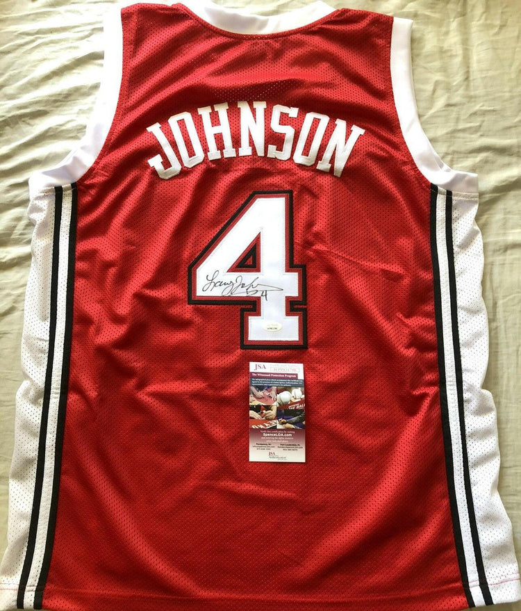 Larry Johnson autographed UNLV Rebels Red Custom jersey JSA - AutographsForSale.com