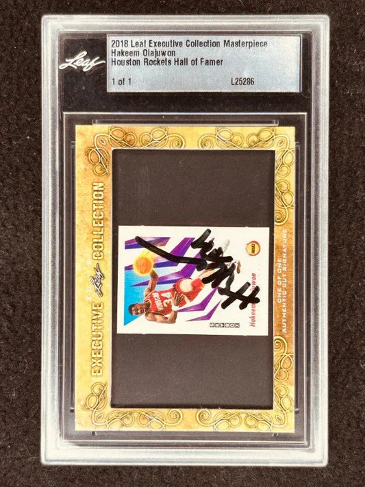Hakeem Olajuwon 2018 Leaf Masterpiece Cut Signature certified signed card 1/1 JSA Rockets - AutographsForSale.com