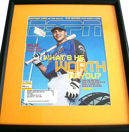 Carlos Beltran signed NY Mets 2005 ESPN cover framed JSA - AutographsForSale.com